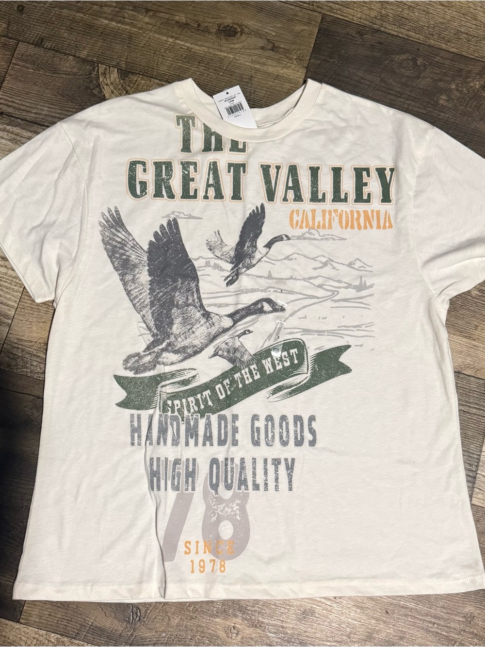 The Great Valley Graphic Tee - Cream with Green & Gray Print